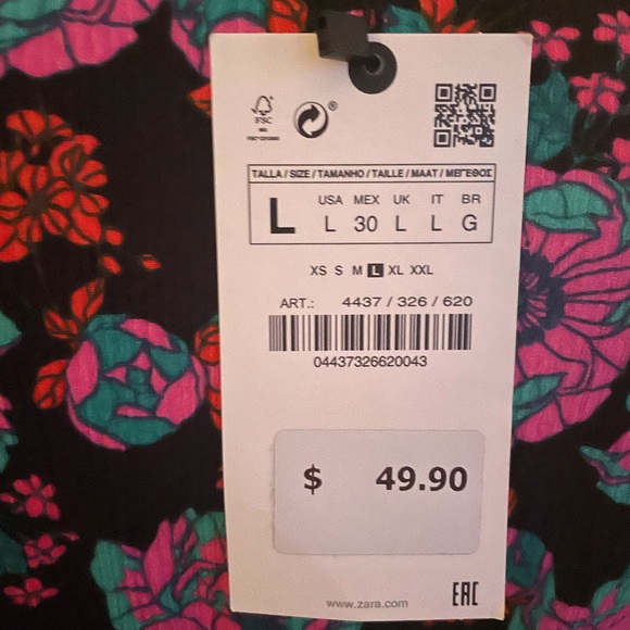 Zara v/neck floral dress with shoulder pads and side vents - Picture 4 of 11